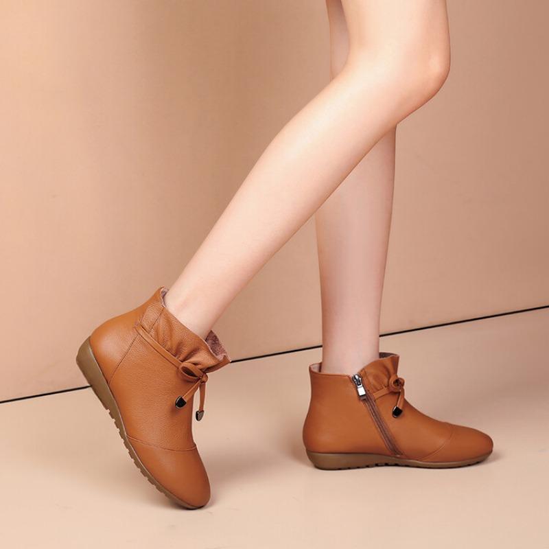Fashion Women's Autumn Winter New Bow Solid Color Short Boots European American 2024 Fashion Size 34-44 3cm Thick Sole Ankle Boots
