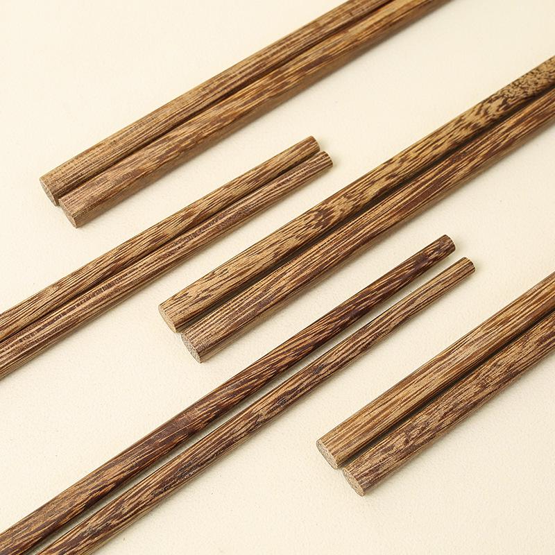 Alishan Solid Wood Chicken Wing Chopsticks - No Paint, No Wax, 10 Pairs, Carved Design Family Pack.