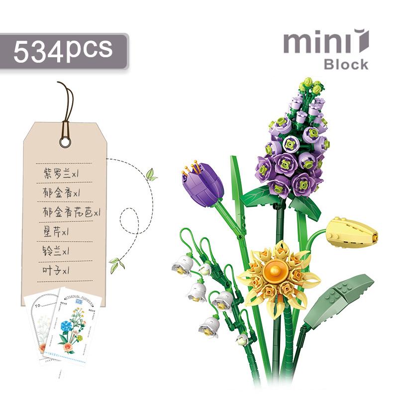 

Mini Building Block Flower DIY Creative Bouquet Home Decoration Potted Flower 3D Model Assembled Brick Children s Toy Girl 1672 No box