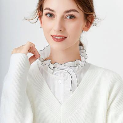 Klassiker Damen Hemd Falscher Kragen Vielseitiges Choker-Halsband Britischer Stil Falscher Kragen Spitze Halbes Hemd Abnehmbarer Falscher Kragen