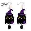 Bat Moon Holiday Jewelry 1 Pair 2D Acrylic Halloween Dangle Drop Earrings for Women Versatile Costume Events Spooky Ghost Cat Pumpkin Earrings Party