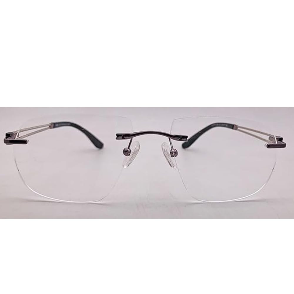 RSINC Randlose Metallrahmen Brille Brillen Optisch Für Männer Und Frauen Modern Unisex Gun Metal Schwarz 12757J 02 53-17-138 | IB -11 Blau OC Gun Metal Schwarz C2
