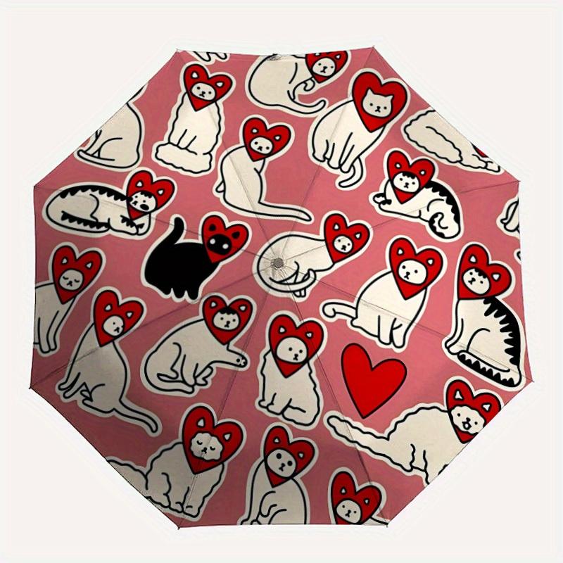 

1pc Cat Heart Automatic Open/Close Umbrella, Portable Folding Umbrella for Travel, Themed Events, It is suitable as a gift for various festivals, Outd