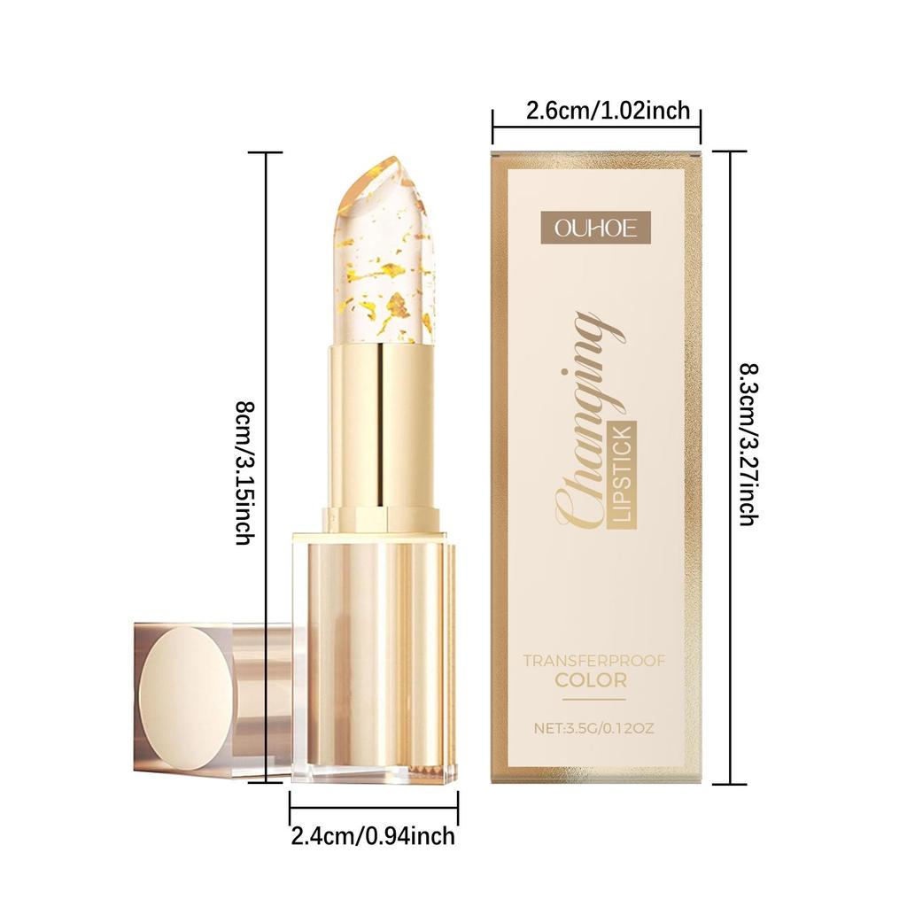 Balsamo Labbra Cambia Colore con Foglia d'Oro Lucido Non Appiccicoso Nutriente Idratante Lunga Tenuta A Prova di Trasferimento Rossetto Cambia Colore