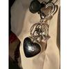 Sweet Bowknot Big Heart Pendant Keyring Silver Color Charm Keychain Decoration
