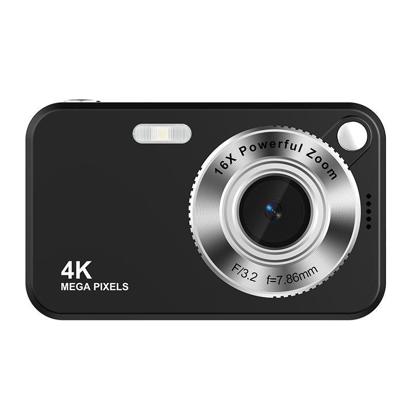 

4K 64MP CCD Digital Camera 2.4 Screen 16X Zoom Compact Retro Camera with LED Flash Autofocus Portable Vlogging Camera for Campus/Travel/selfie NO Card чорний