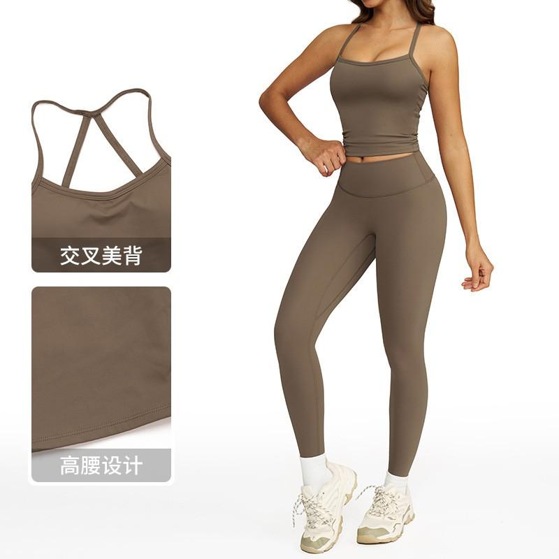 Womens Quick Dry Stretchy Yoga Set Workout Running Sport Outfit