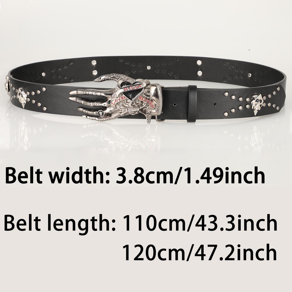 Gothic Punk Leather Y2k Belt For Women Men Skull Metal Buckle Waist Strap Designer Luxury Female Jeans Trouser Decorative Belts