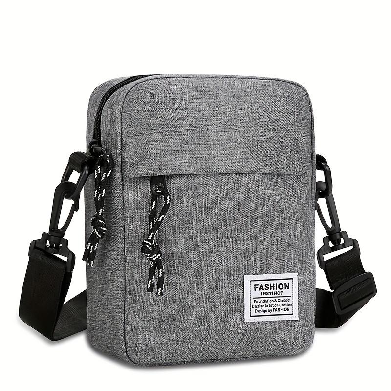Herren Stilvolle Graue Nylon Umhängetasche - Kompakte Lässige Schulter Messenger mit Verstellbarem Riemen & Mehreren Reißverschlusstaschen für den Täglichen Gebrauch