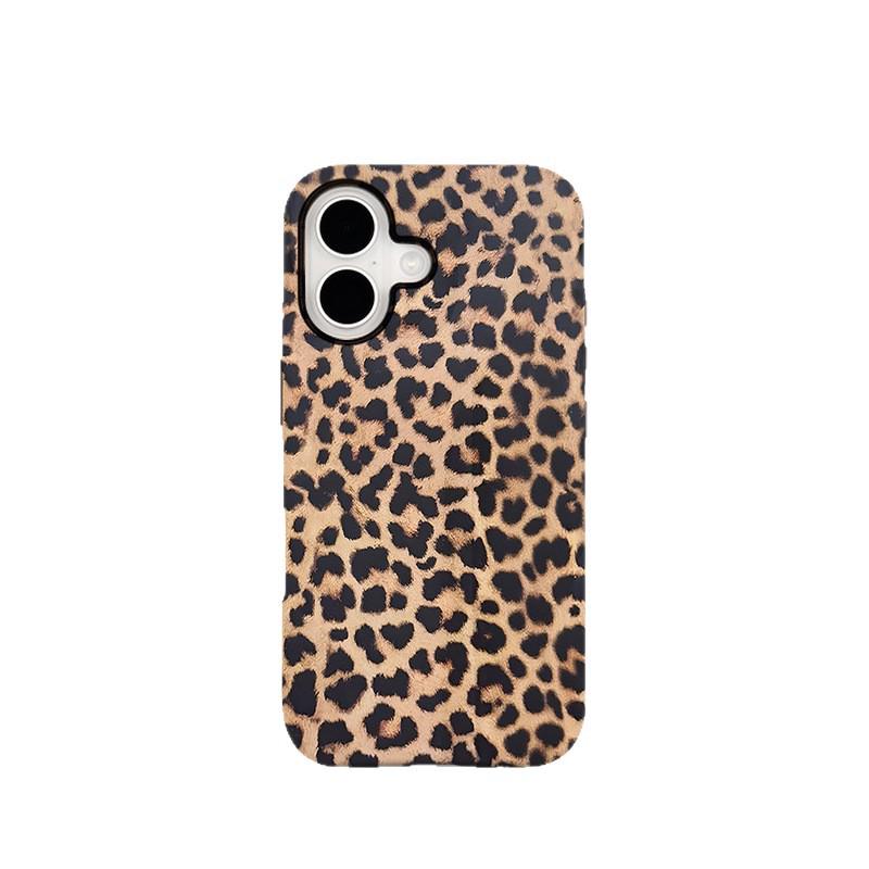Amber Leopard Magnetic Film 2-in-1 Phone Case for Apple 17, Compatible with Huawei Apple 13 Mini