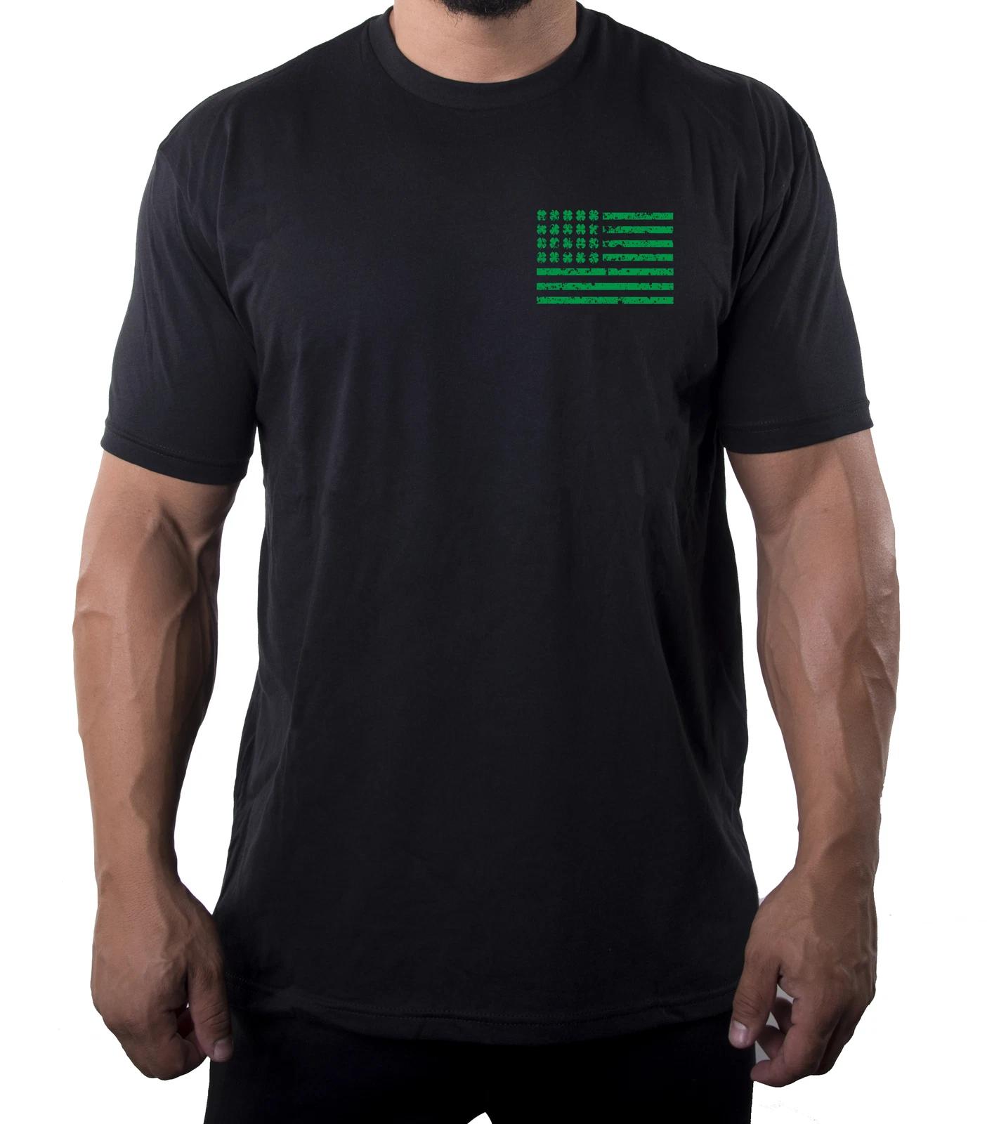 Men s St Patrick s T-Shirt, Irish Flag Clover shirt, St Patty Graphic Tee shirt S