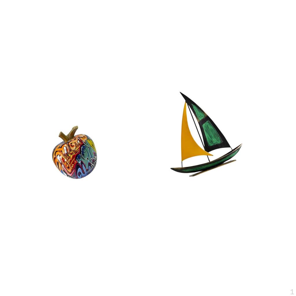 Nordic Graffiti Iron Sailboat Statue Fruit Sculpture Figurine Collectable Artwork Ornament Tabletop