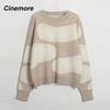 Cinemore Wiosna Jesień Damski Sweter Jednolity Oversize Casualowe Pulowery Ciepły Podstawowy Top z Długim Rękawem Okrągły Dekolt Dzianinowy Sweter Sweter