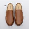 Hot Work Handmade Fashion Men Half Loafers Genuine Leather Slippers Loafer Slides Breathable Mules for Man Outdoor Lightweight