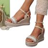 Mode 2025 Übergröße Schuhe Damen Zehenfrei Damen Sandalen Mode Kleidsandalen Damen Floral Schnallenriemen Hohe Keilschuhe Damen