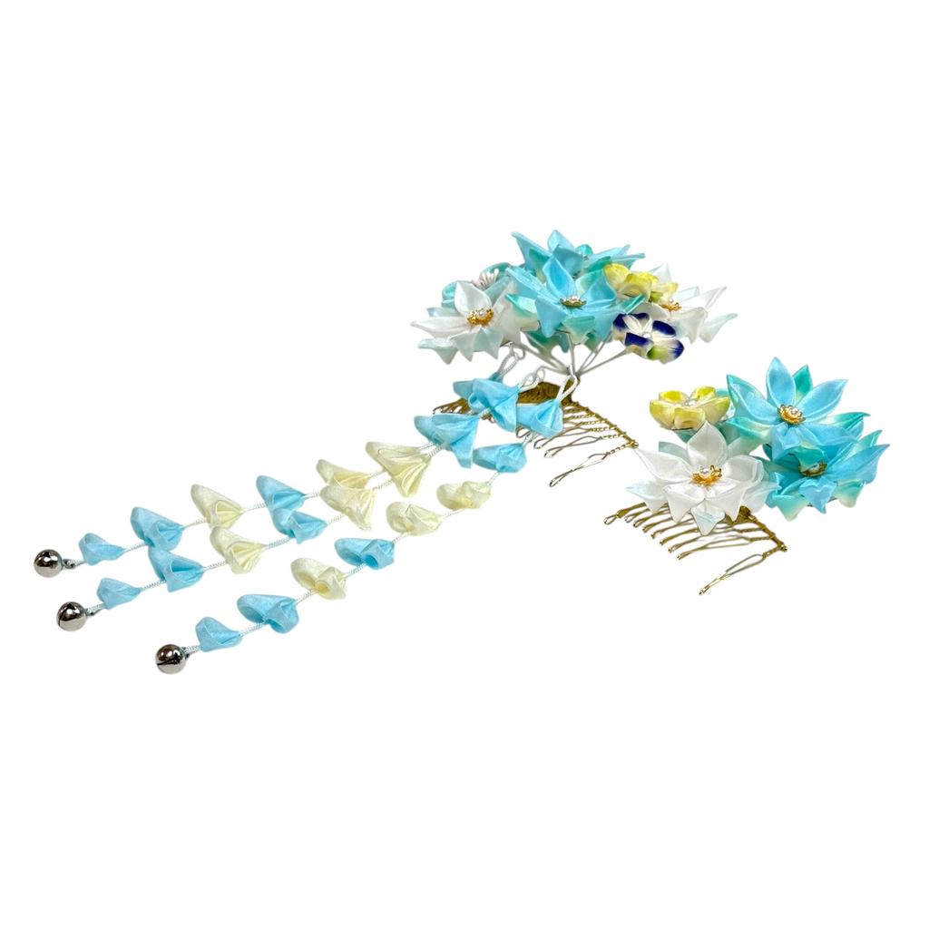 Hair Ornament for Ceremony Kimono Coming-of-Age (Light Blue) KZ-3