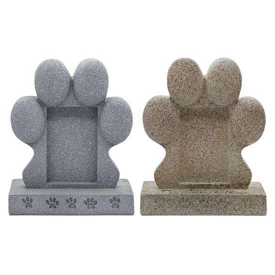 Imitation Stone Pet Tombstone with Paw Print Photo Frame Weather-Resistant Resin Memorial Stone for Dogs And Cats Engraved Base for Custom Pet