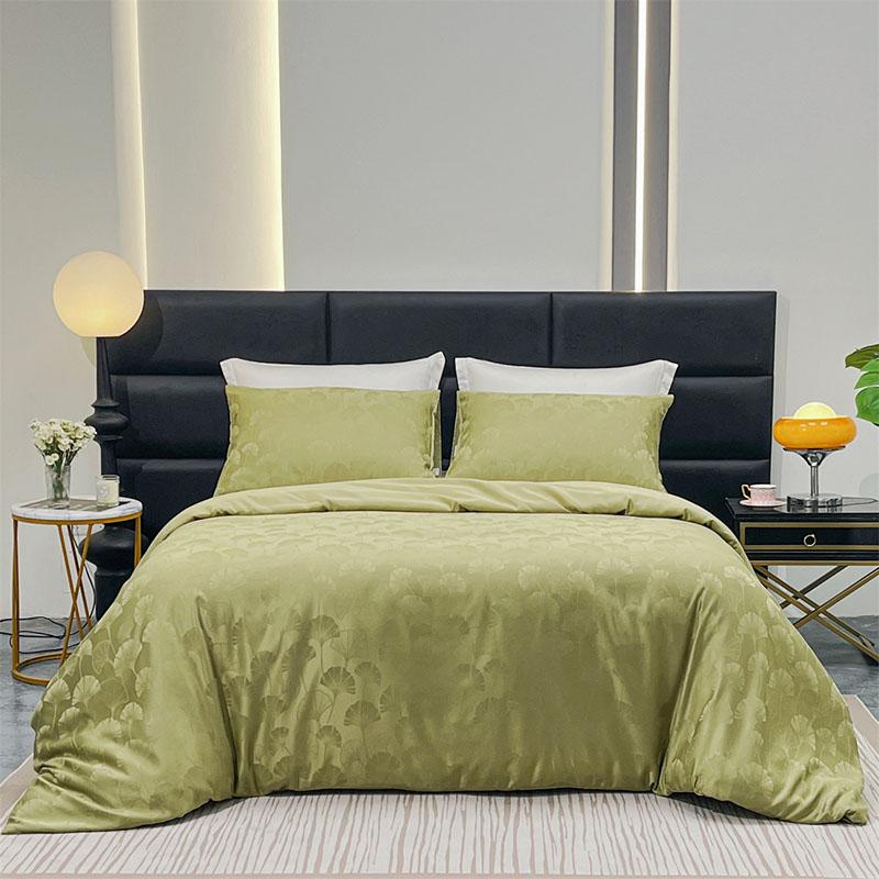Luxury Glossy Jacquard Duvet Cover Set High-Quality Solid Satin Soft Quilt Cover Kits Four Seasons Home Accessories for Bedroom