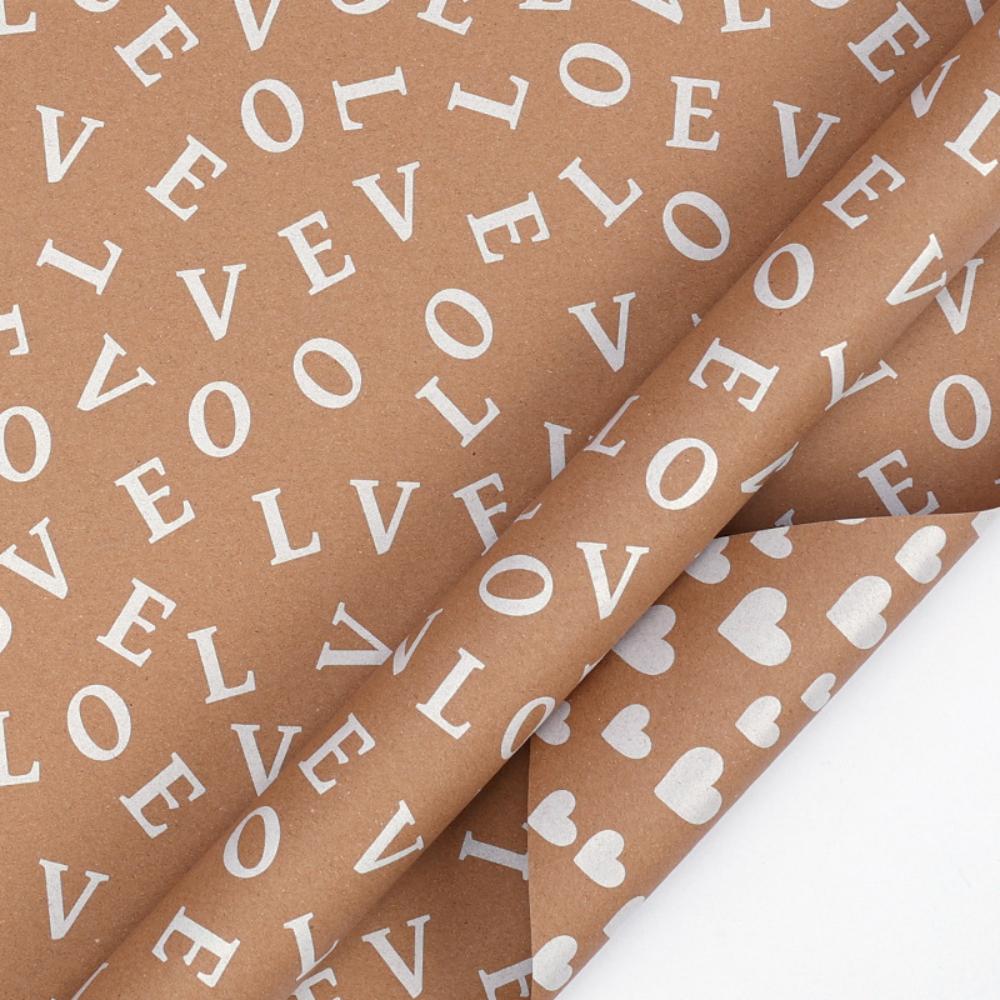 Double-Sided Printed Paper Decorative Large Size Gift Wrap Love Heart Craft Paper Brown Valentine'S Day Gift Wrapping Paper