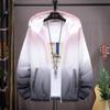 Trendy Gradient Print Hooded Windbreaker Jacket with UV Protection