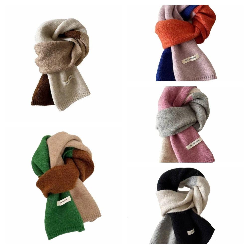 Woolen Cashmere Shawl Neckwarmer Winter Neck Scarf Fashion Patchwork Color Scarf  Outdoor