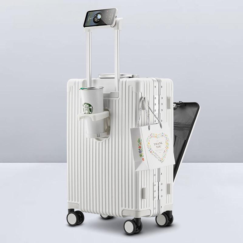 Multi-Purpose Business Trolley Suitcase with Laptop Compartment and Cup Holder
