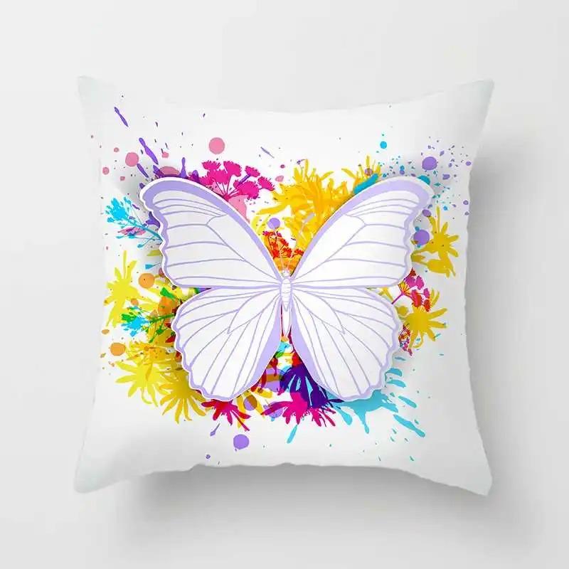 Office Living Room Home Pillowcase Watercolor Butterfly Pattern Pillowcase Car Ornaments