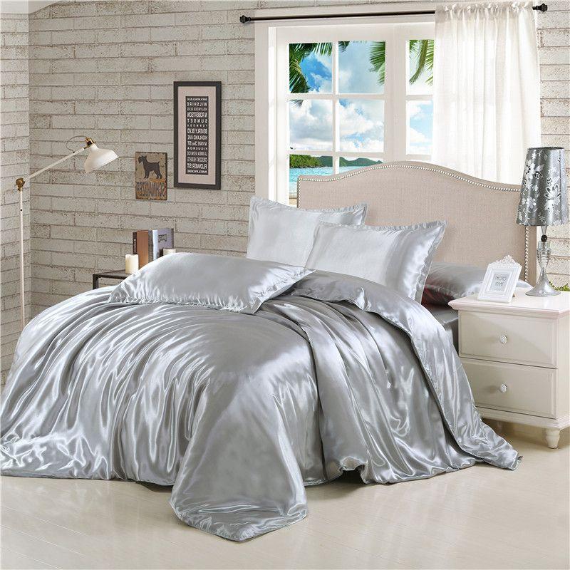 Luxurious Satin Silk Bedding Set 4pc With Comfortable Fitted Sheet And Pillow Case
