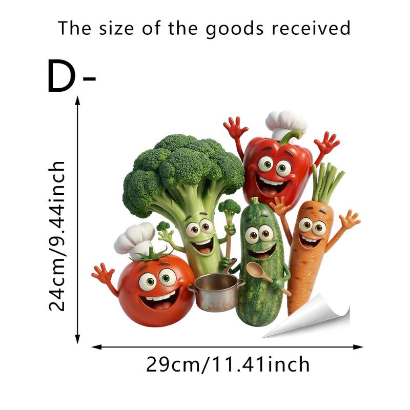 

Emotionally Expressive Vegetable Wall Stickers For Home Decor Pvc Self-Adhesive Kitchen Background Decor D
