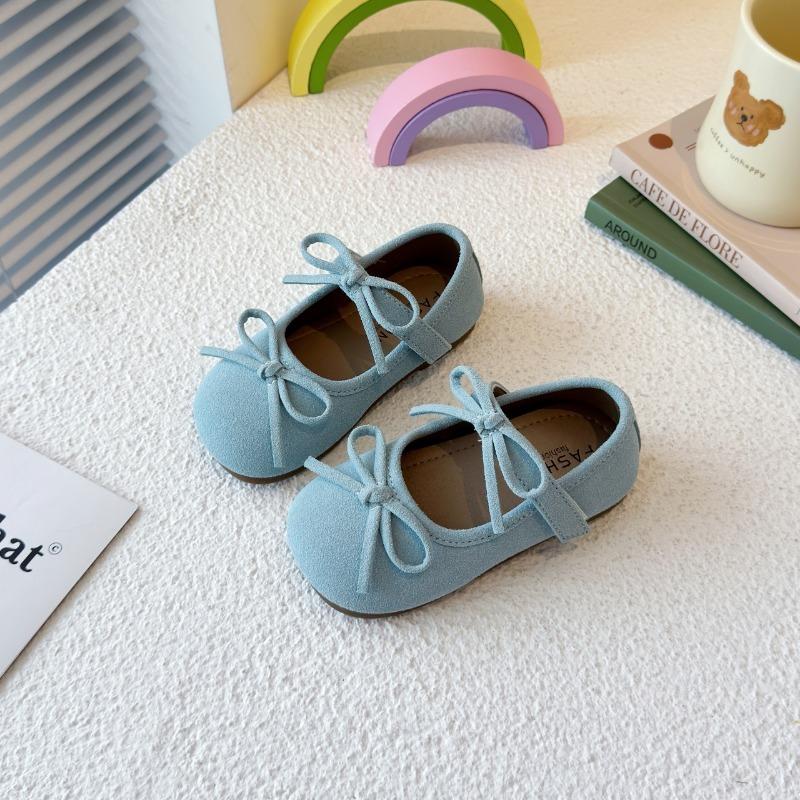 Kids Moccasins Double Bows Girls Princess Shoes Candy Soild Color Round Toes 2025 New Children Dance Shoes Performance Soft Sole