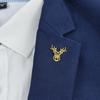 Deer Head Pattern Brooch for Mens Luxury Stainless Steel Hollow Animal Lapel Pin Clothing Accessories Christmas Party Gifts
