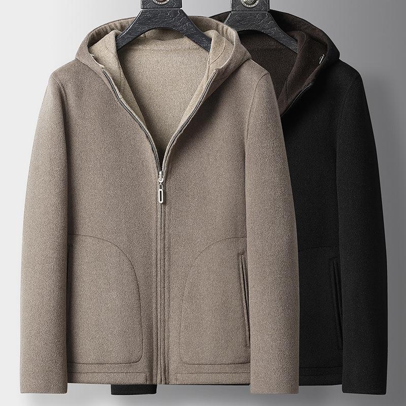 Men's Reversible Wool Hooded Jacket - Autumn/Winter Casual Loose Baseball Style Coat