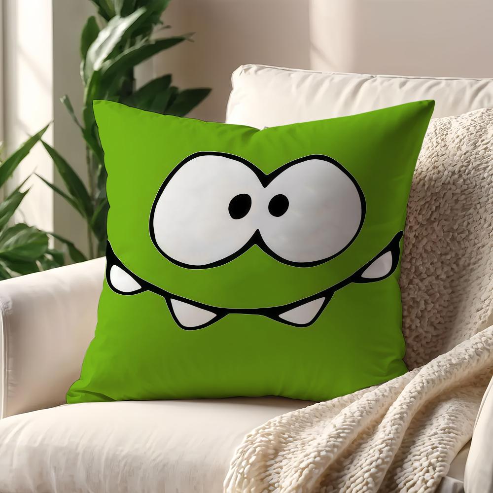Süßer Frosch Cartoon Spiel Lustiges Gesicht O-Om N-Nom Kissenbezug Für Kissen Druck Sofa Dekoration Zuhause Auto Büro Nordische Schlichtheit