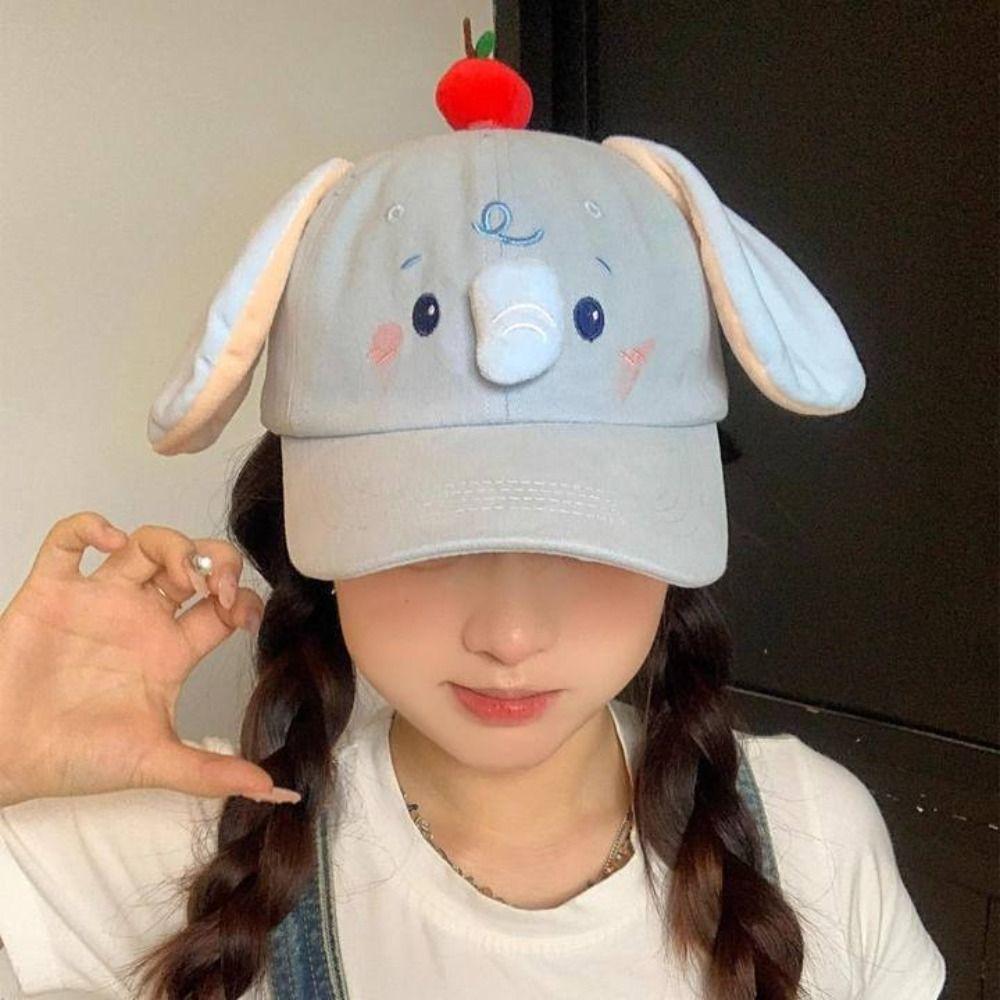 Y2k Peaked Cap Cute Elephant Sun Hat Korean Baseball Cap  Duckbill Cap