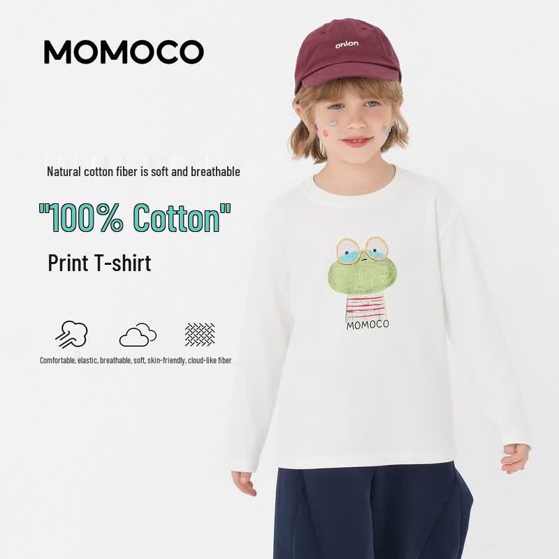 MOMOCO Boys  Round Neck Long Sleeve Cotton T-shirt 110