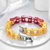 Purple Pink Color Blocking Motorcycle Chain Bracelet for Men Stainless Steel Bicycle Link Design Man Bracelets Hip Hop Jewelry