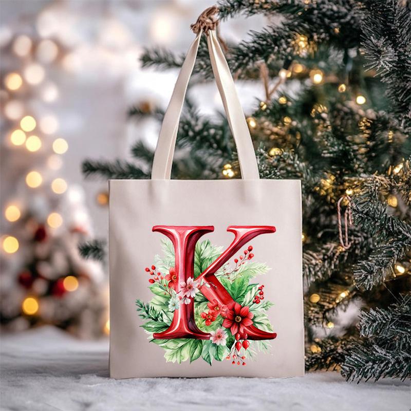 Christmas letter flower print niche trend tote bag shoulder bag