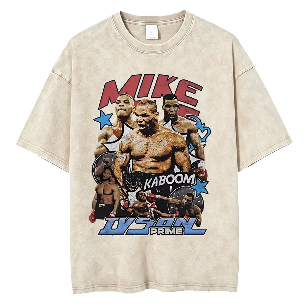 Gewaschenes Vintage Mike Tyson Prime Merch T-Shirt Herrenkleidung Hip Hop Gothic Rock T-Shirt Herren Fitnessstudio Übergroße T-Shirts Oberteile