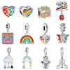 Original Colorful Pendant Chakra Rainbow Charm Fit Bracelet Diy For Women Elegant Bead Pride Month Love Mother'Day Gifts
