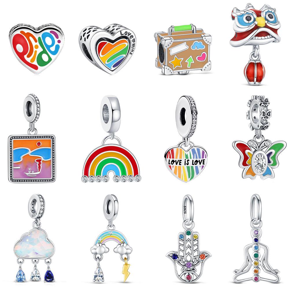 Original Colorful Pendant Chakra Rainbow Charm Fit Bracelet Diy For Women Elegant Bead Pride Month Love Mother'Day Gifts