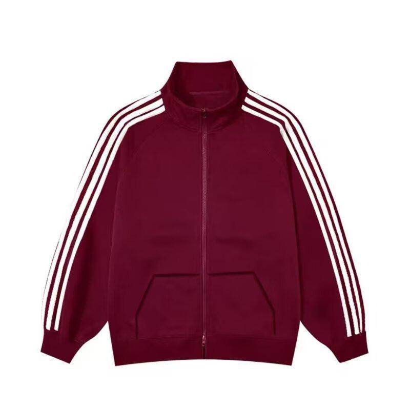Trendiges Unisex Sportoutfit für Frühling & Herbst: Dreistreifiger Cardigan & Lange Hose Set für Paare