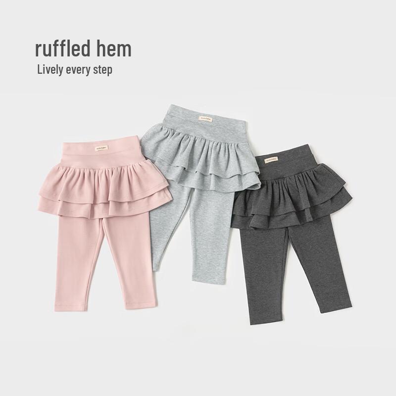 Girls' Sweet Lace Faux Two-Piece Leggings