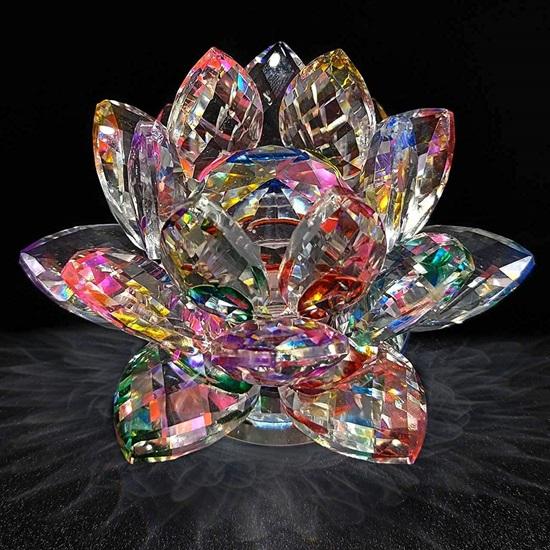 Vastu Feng Shui Transparent Crystal Lotus for Positive Energy A Gift Item for Good Luck Prosperity