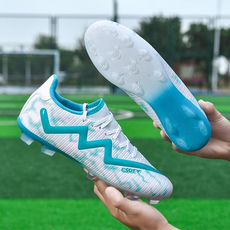 32-45 Football Shoes Men's High-top Football Boots Large Size Long Nails Leather Boys Soccer Shoes