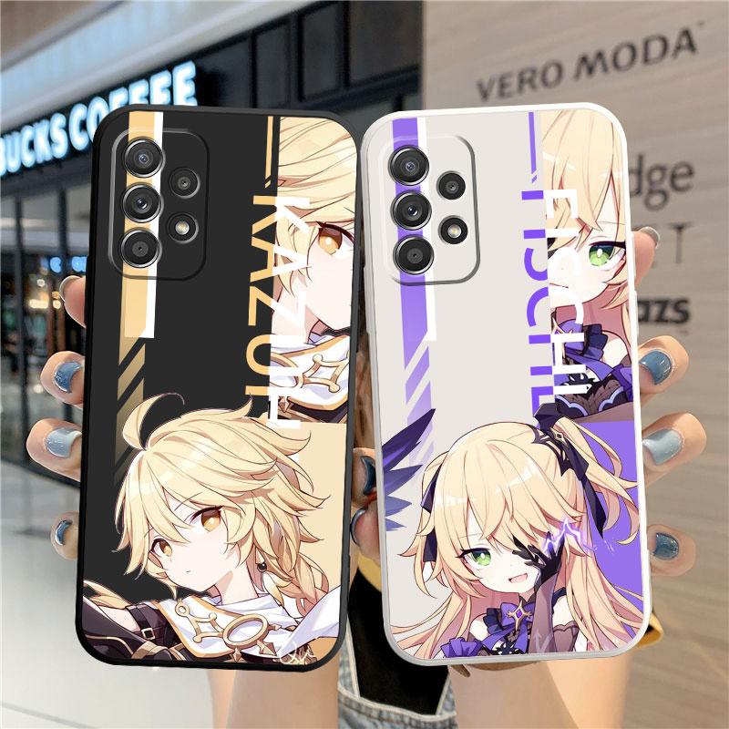 Husă pătrată lichidă pentru telefon pentru Samsung Galaxy A32 A52s A53 A42 A73 A13 A23 A33 A13 A12 A52 A72 A22 Genshin Impact People Cover