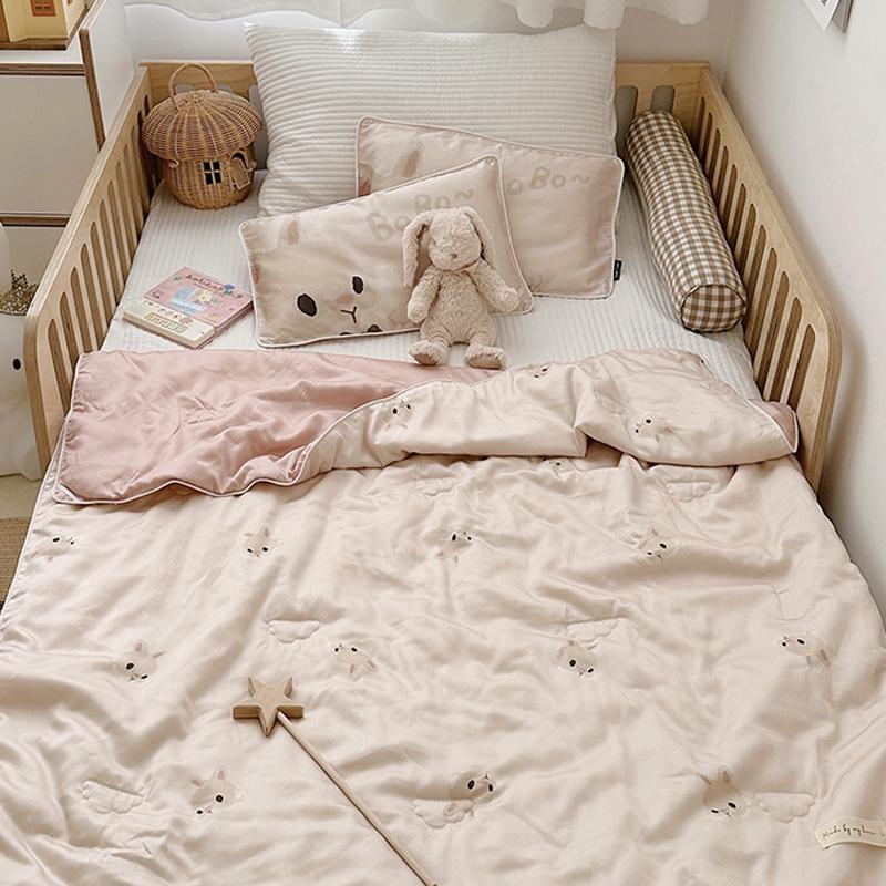 Lyocell Ramie Tencel Summer Kids AC Quilt - 60s Ice Silk Cool Cartoon Blanket Pink Bunny