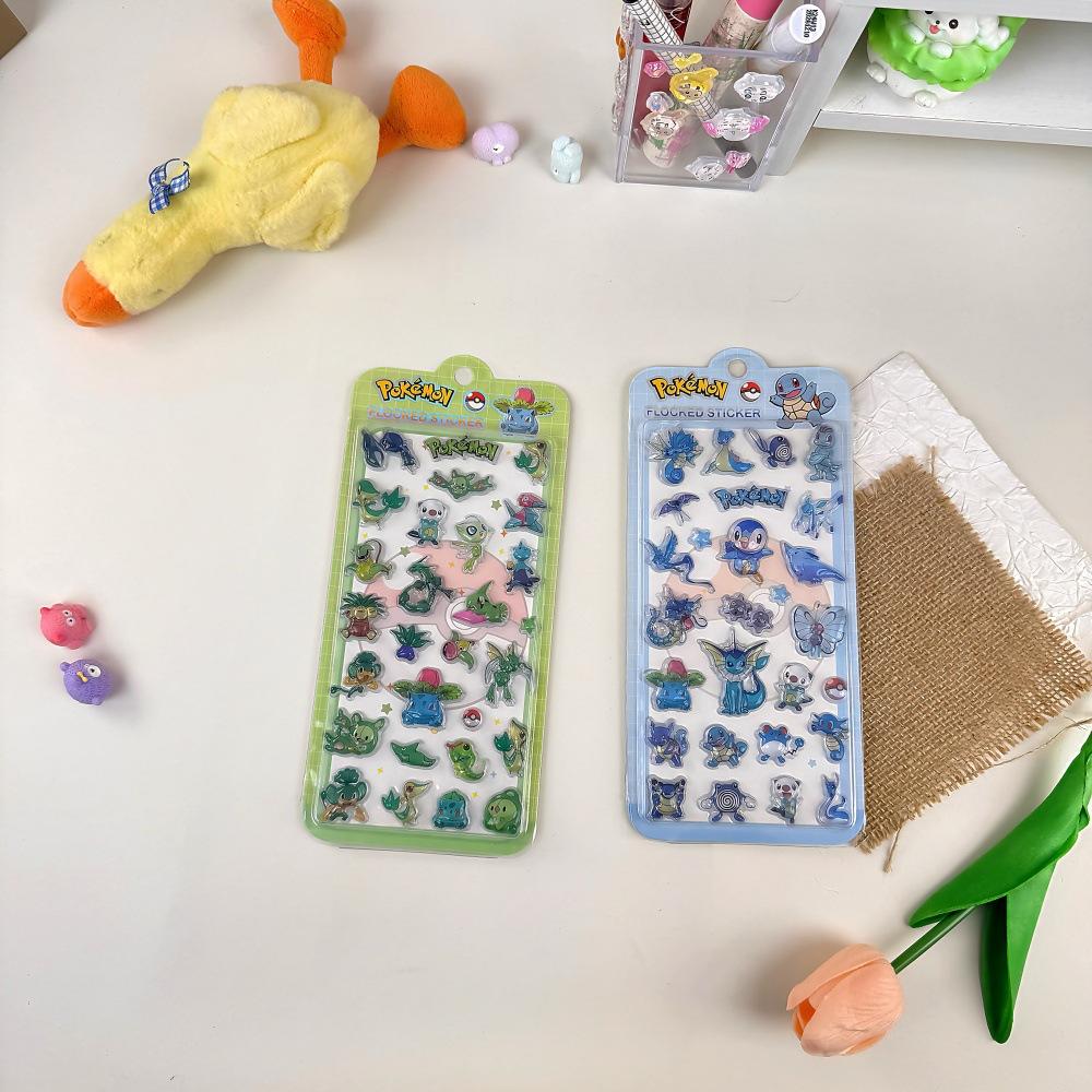 Lovely Cute 3D Crystal Embossed Pokmon Stickers for Kids Journal Decor and Reward Cartoon Waterproof DIY Scrapbooking Stickers
