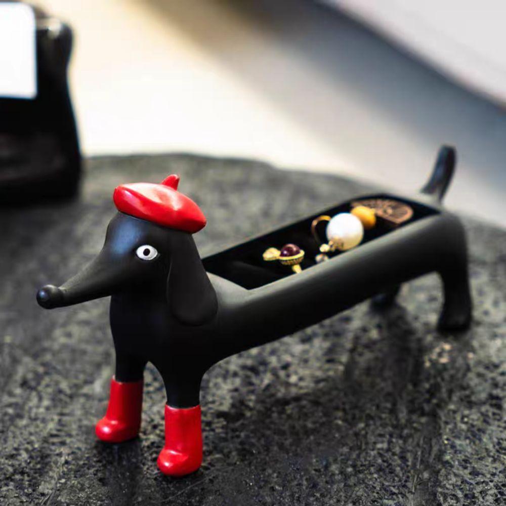 Ring Holder Dachshund Ring Organizer Resin Ring Trinket Storage Box Jewelry Display Box  For Lover