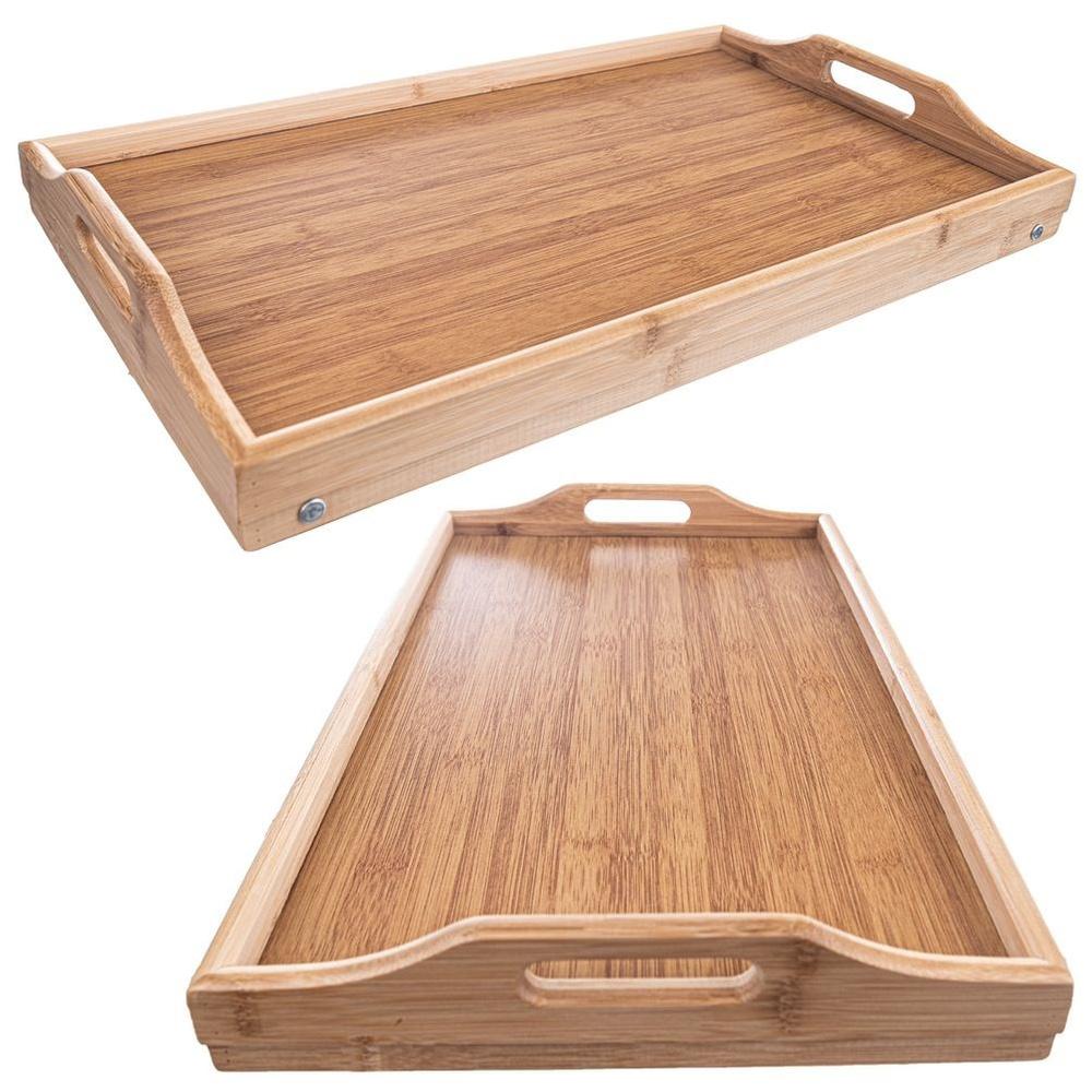 Stolik Śniadaniowy Bambusowy Składany do Łóżka na Śniadanie Laptopa Taca