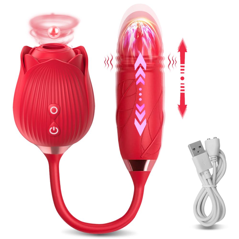 Rose-Sucking Vibrator for Women Clit Sucker Vagina G Spot Thrusting Vibrator Stimulator Female Masturbator Adult Sex Toy